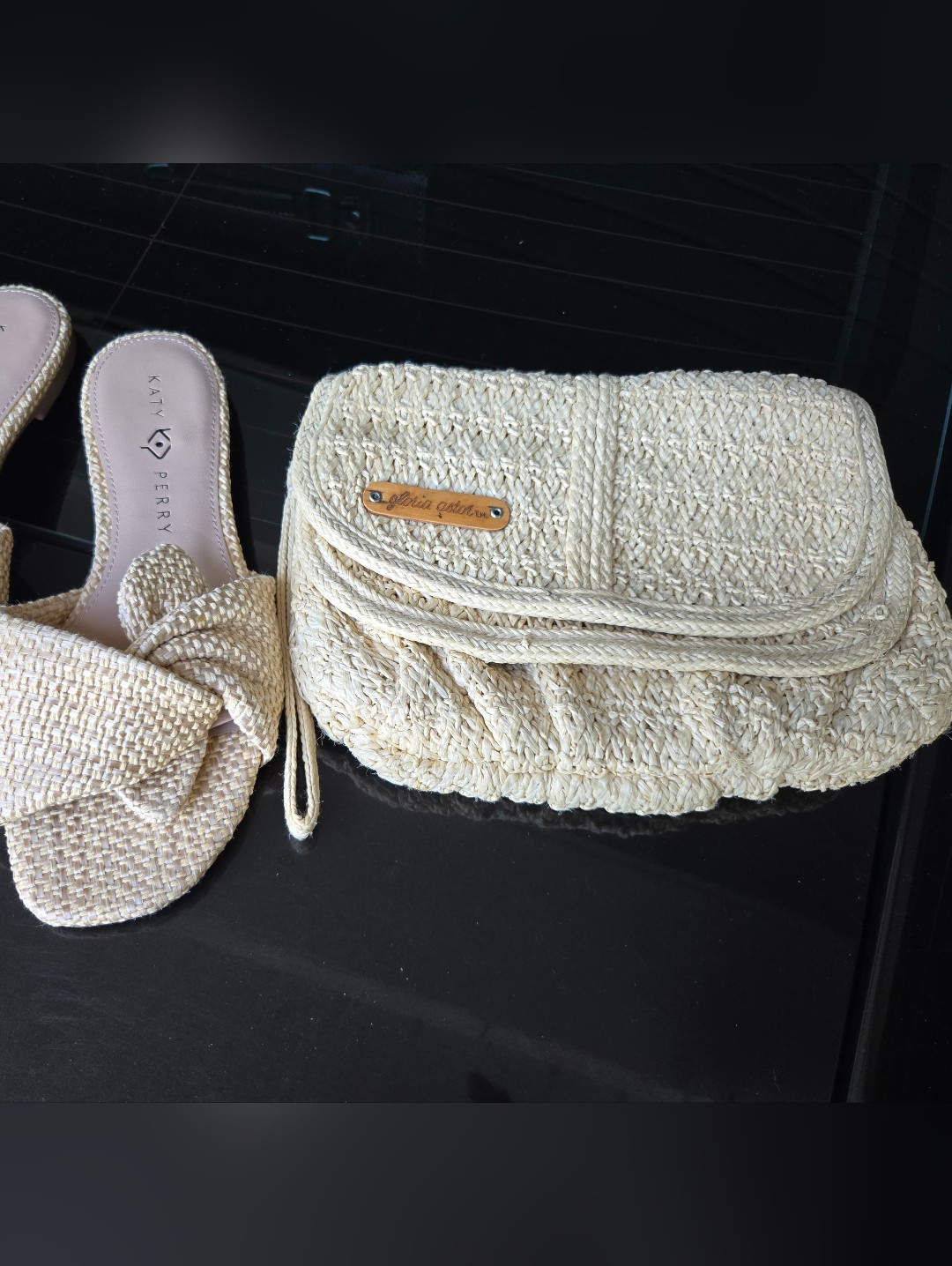 Vintage Cream Woven Clutch Wristlet